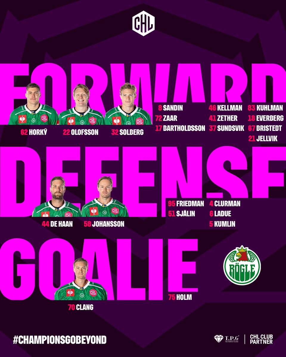 roglebk's tweet photo. Här är kvällens grönvita laguppställning! Bartholdsson, Kumlin och Calle Clang med sina första tävlingsmatcher för säsongen! Matchstart 17:00 i Pardubice https://t.co/M72XLaqXVZ