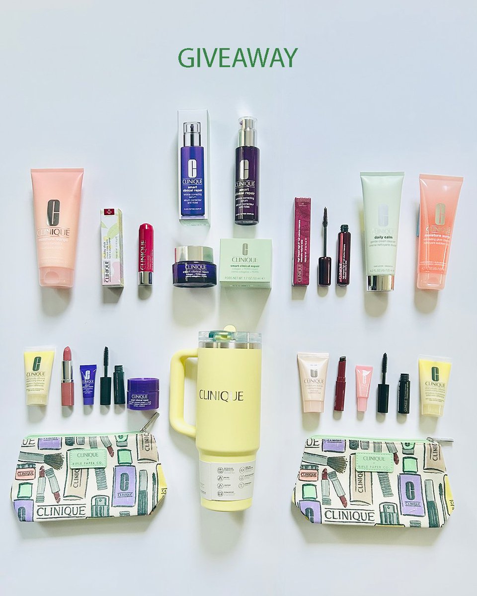 davelackie's tweet photo. Look what I'm giving away on my https://t.co/iWQBl9k1OJ blog! It's a selection of NEW Clinique products plus the two versions of the fall 2026 gift-with-purchase on now at Shoppers. Enter on my blog for your chance to #win this incredible set! Good Clinique luck! ends (09/16) https://t.co/ugJv0lqQia