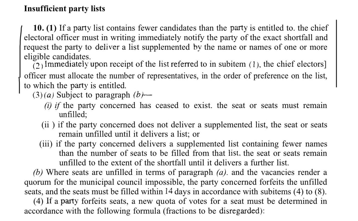 terrytselane's tweet photo. What many Political Parties do not know is that even if they submit one or two names in their Party list (Proportional) they are still compliant. In the event that they win more seats, the CEO will ask them to supplement their list in line with Structures Act, Schedule 2 s10 https://t.co/vl5vQvxNon