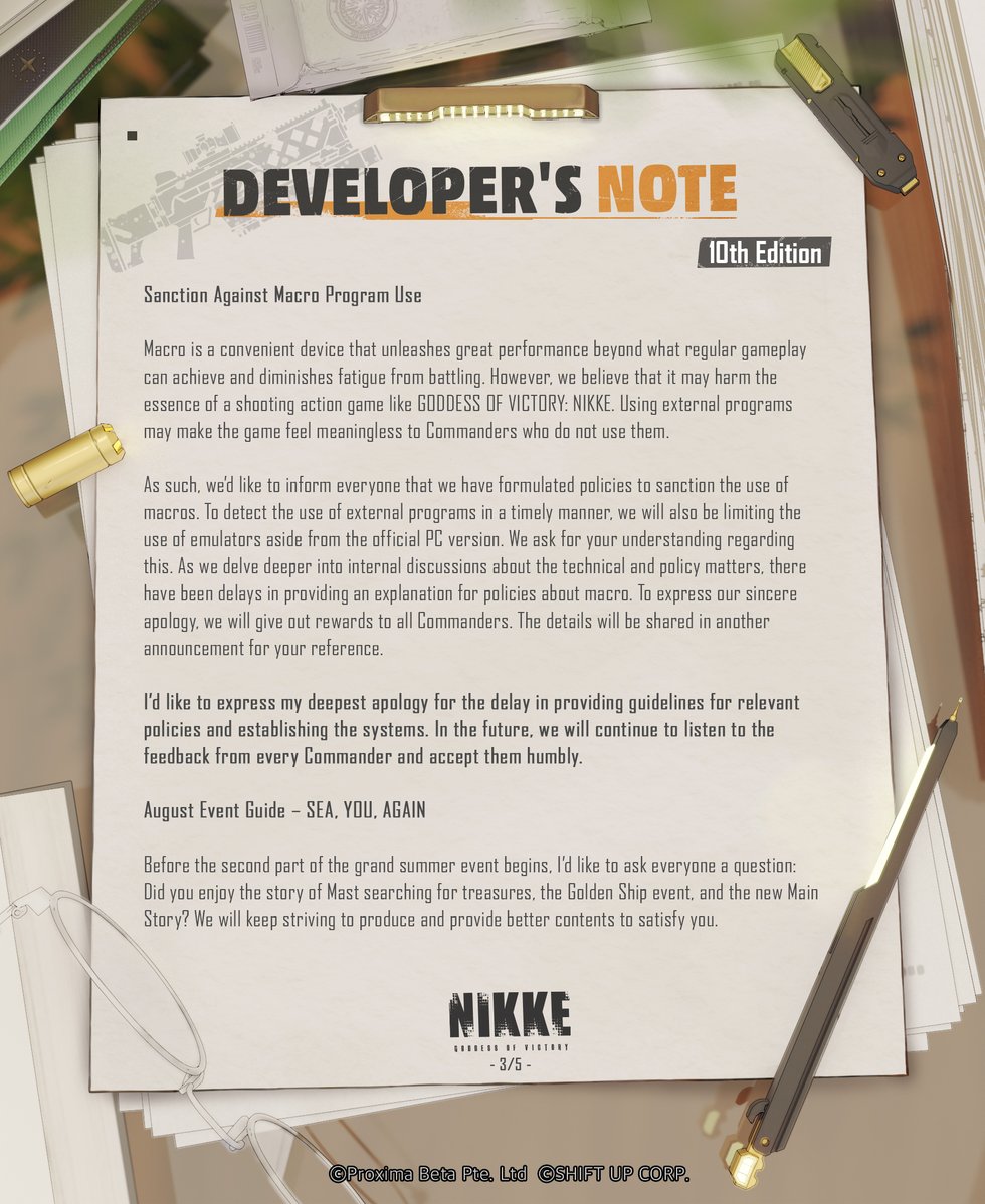 KitsuneForyst's tweet photo. @hsyoo___ Thank you for the time, effort &amp; love you have put into NIKKE.

Regarding the SR cheating issue, if SHIFT UP can't ensure the environment players are engaging in is reasonably fair, it would be better off to reduce the competitive aspects of NIKKE. This is an issue 3+ years old. https://t.co/vawshpHdaH