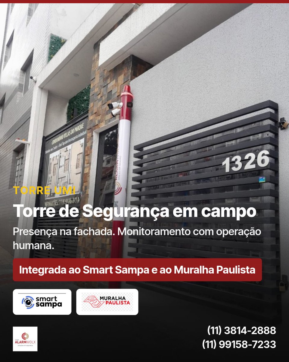 alarmwolx's tweet photo. Torre de Segurança em campo.

Presença na fachada + câmeras + alertas + Central 24h.
Integrada ao Smart Sampa e ao Muralha Paulista.

Diagnóstico pelo WhatsApp.

📞 11 3814-2888
📱 11 99158-7233
🌐 https://t.co/USjBQuDK1Q https://t.co/uqEvAoyHZa