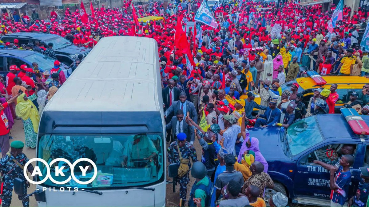 Noble_Hassan's tweet photo. Arrival of His Excellency, the Executive Governor of Kano State, Alh. Abba Kabir Yusuf, at Sani Abacha Stadium, Kano, for the inauguration of the State Executive Council of the Tinubu Support Group (TSG) and the reception of decampees from various political parties into our great party, the All Progressives Congress (APC).