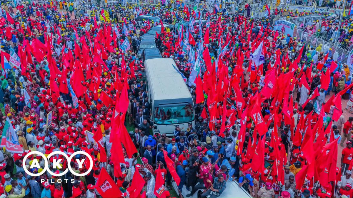 Noble_Hassan's tweet photo. Arrival of His Excellency, the Executive Governor of Kano State, Alh. Abba Kabir Yusuf, at Sani Abacha Stadium, Kano, for the inauguration of the State Executive Council of the Tinubu Support Group (TSG) and the reception of decampees from various political parties into our great party, the All Progressives Congress (APC).