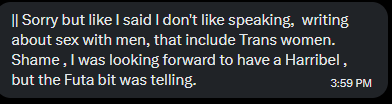 espadaroyalty's tweet photo. || just a disclaimer transwomen are women if you disagree block me and fuck off you should die ^_^ https://t.co/r94A3is7cL