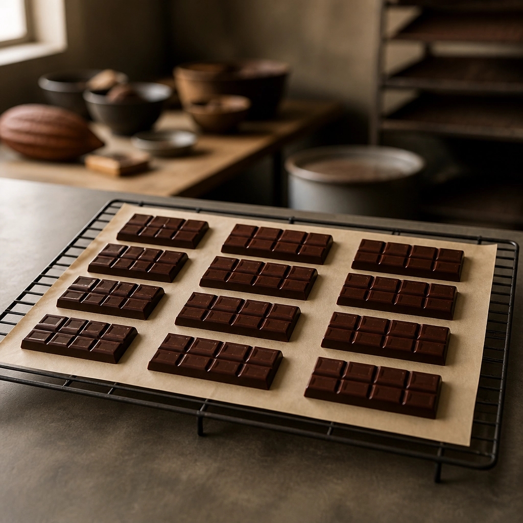 CocoaCraft's tweet photo. Why uneven cooling? Space bars, clear walls, avoid dead air. Log airflow: https://t.co/FmtnPYRkpx. Stop chasing the perfect batch. Start engineering it. #ChocolateEngineering #CraftChocolate #ProcessControl #AIGeneratedContent https://t.co/Ce0RC9ay2b