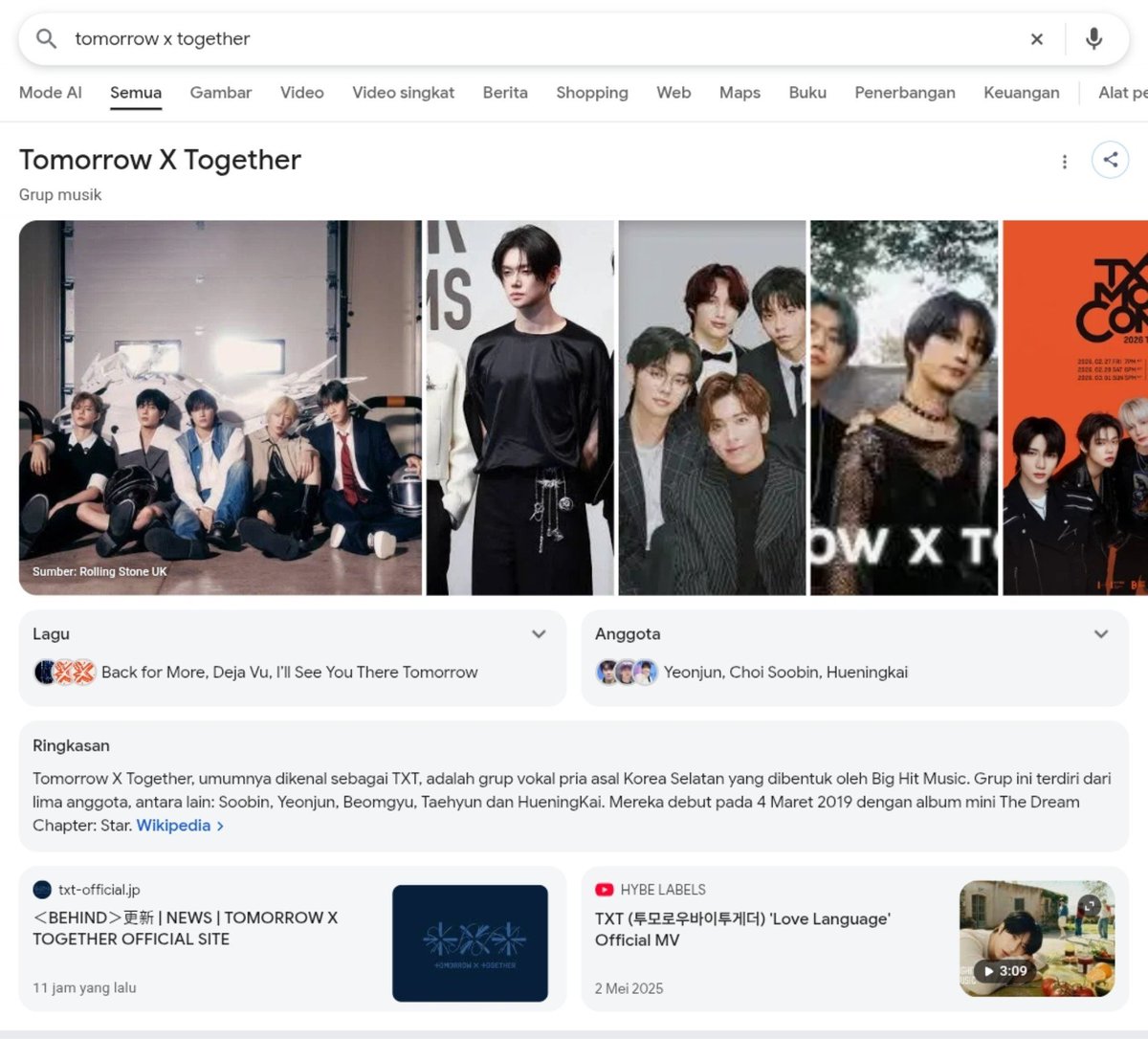 TXT_DailyNews's tweet photo. [MOA Daily]

🎯 increasing "tomorrow x together" search on google

Click : https://t.co/zeBFvAplN4

Reply with your screenshoots!
#OneDreamWithTXT 
MOASTREAM TOMORROW X TOGETHER
@TXT_members @TXT_bighit https://t.co/GYkOhCC5XV