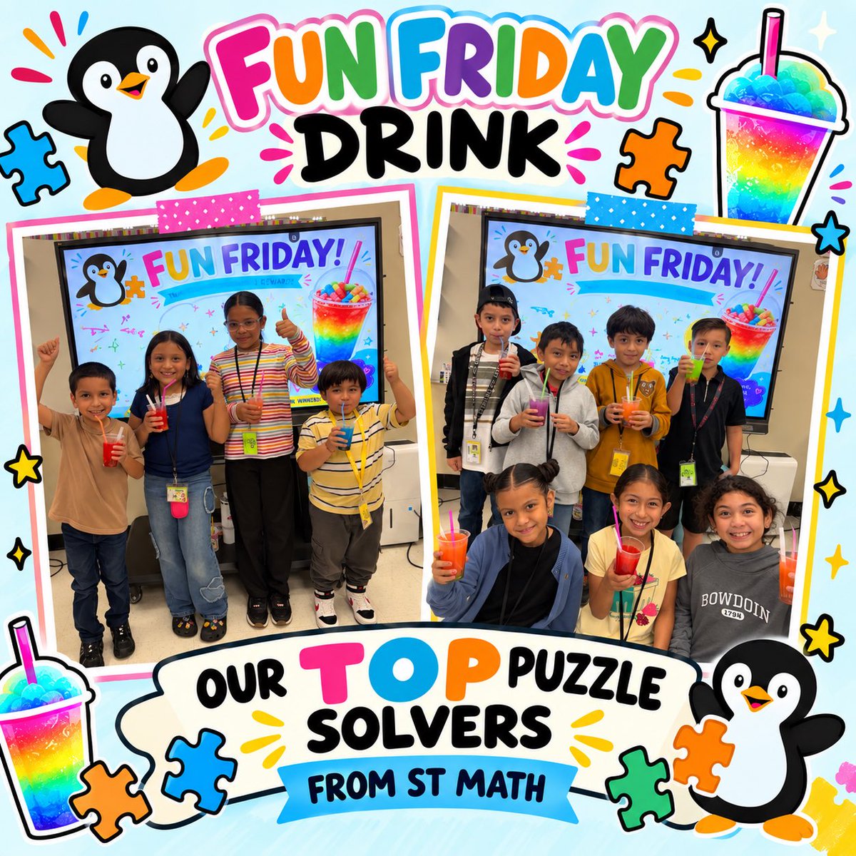 aibarra_0's tweet photo. Hard work deserves a celebration! π₯€β¨
My students worked so hard on ST Math all week that we had to recognize more than two of our top puzzle solvers per class! π§©π #STMath #ChooseAldine @MINDEduOrg https://t.co/EtG0OjuGQ8