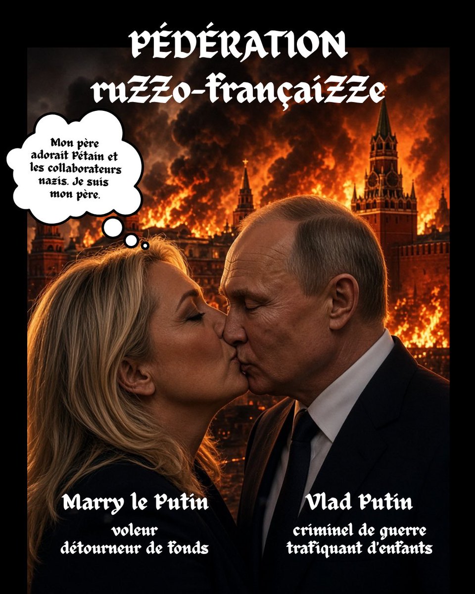LuckysHelper's tweet photo. @Beefeater_Fella @MLP_officiel is #MarryLePutin , daughter of a Petain loving Nazi collaborator. She would turn even her own country into a ruzzki oblast. https://t.co/TcLuuAbftO