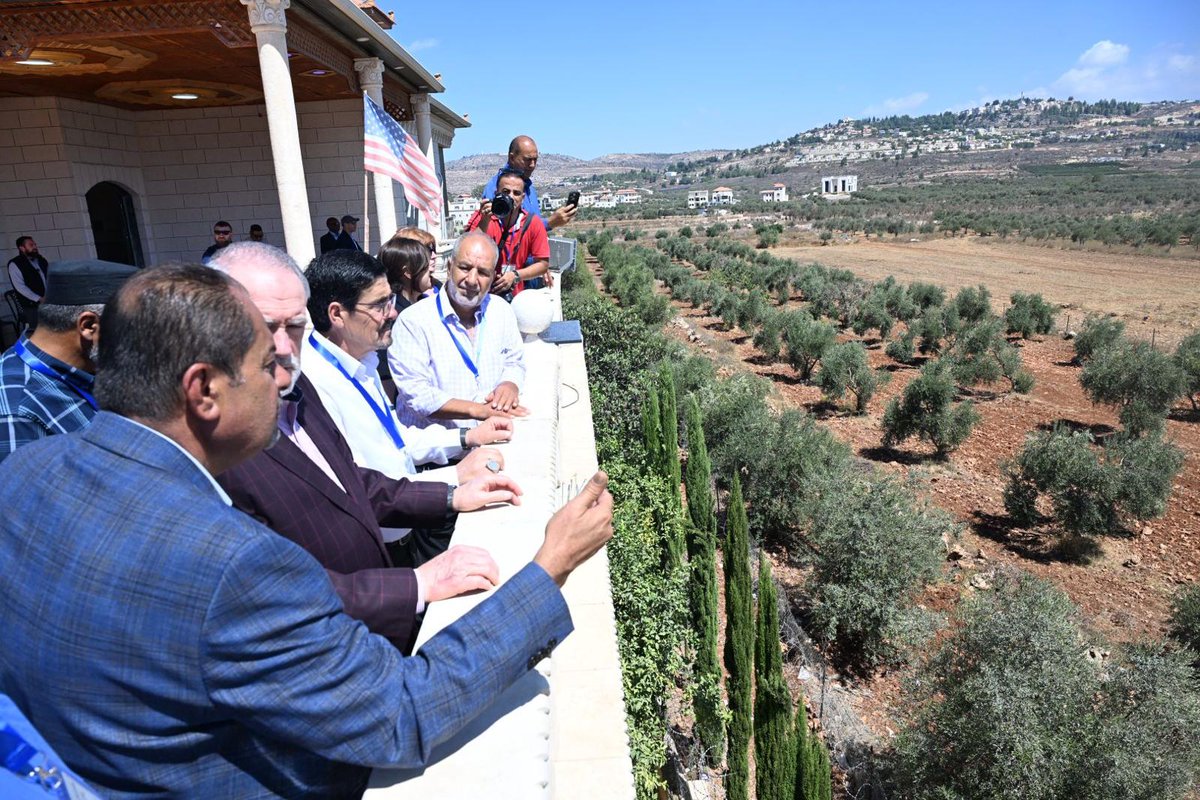 GovMikeHuckabee's tweet photo. US Citizens in Turmusayya shared personal stories of homes vandalized, children threatened, &amp; violence/intimidation during my town hall today. I support Israelis living in Judea/Samaria where they have right to be, but NO student of Bible supports lawlessness. https://t.co/QpZ94dxQyT