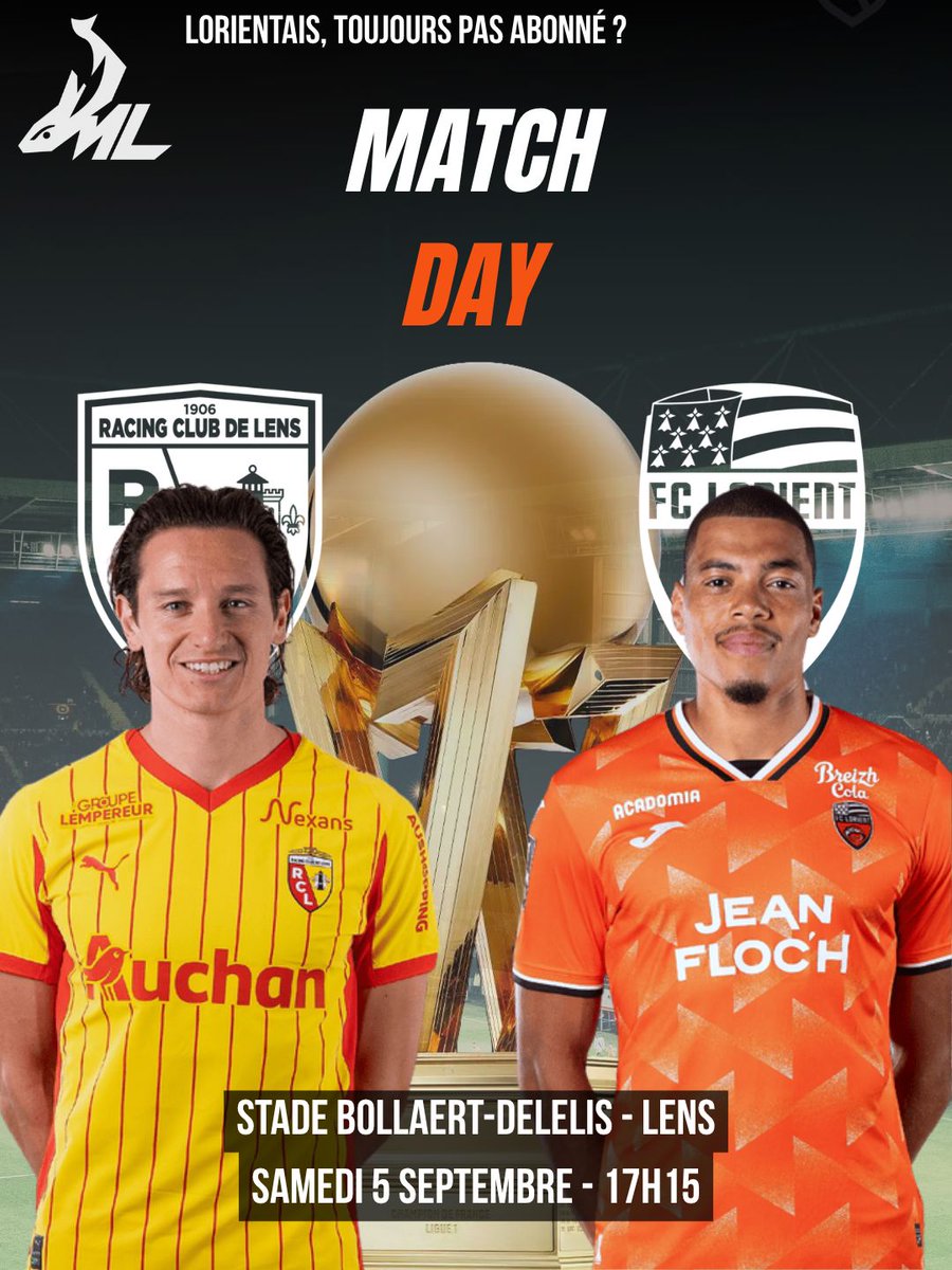 medialorientais's tweet photo. ⚔️ Matchday à Bollaert ! 🟠⚫

Le FC Lorient se déplace à Lens ce samedi à 17h15.

🆚 RC Lens - FC Lorient
🏟️ Bollaert-Delelis
📺 Ligue 1+

Objectif : ramener un résultat. 🐟

#FCLorient #RCLFCL #Ligue1 #MediaLorientais https://t.co/adx7xUlIRf