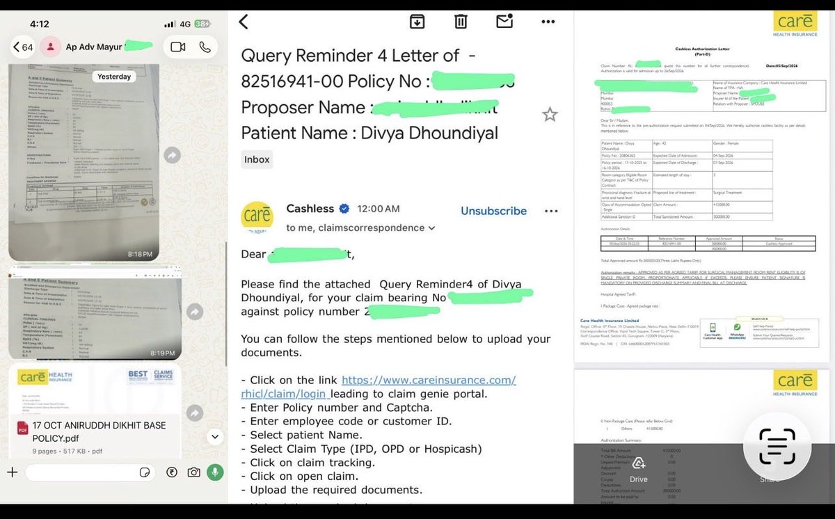 SanjayYada7n's tweet photo. When a ₹100 Cr+ insurance advisor trusts you with his health insurance customers. 🤝

Mayur Bhai is a big insurance advisor, managing insurance requirements for ₹100 Cr+ companies.

He knows the industry. He knows insurance.

Yet when it comes to health insurance for his customers, he regularly shares my details with them.

That trust means a lot.

Yesterday, customer’s wife suffered a finger fracture and was admitted to Kokilaben Hospital.

Mayur Bhai called us.

We immediately coordinated with the hospital & TPA and followed up on the cashless request.

Total claim amount: ₹4,15,000/-
Initial cashless approval: ₹3,00,000/- ✅

And this was just the initial approval - the final settlement can depend on the final bill and policy terms.

This is why I always say:

Health insurance isn’t just about selling the right policy.
It’s about having the right support when the customer is in a hospital.

When an advisor handling ₹100 Cr+ corporate insurance trusts you with his health insurance customers…

That’s more than a referral.
That’s credibility. 🙏

Thank you, Mayur Bhai, for the continued trust. ❤️