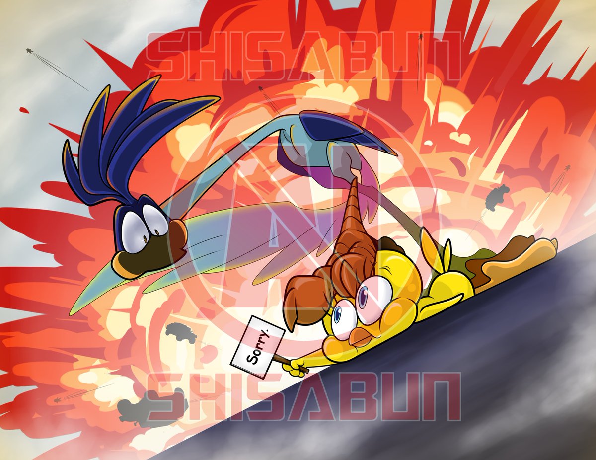 ShisaBun's tweet photo. That scene in Coyote vs ACME where the goons tried to nab Roadie. Hey Tweety, you do know road runners are actually skilled hunters and kill anything smaller than them right? 

Also, does anyone else think Toons have territories? Like "you stay in your lane, I'll stay in mine"? https://t.co/LoFzUhM5RV