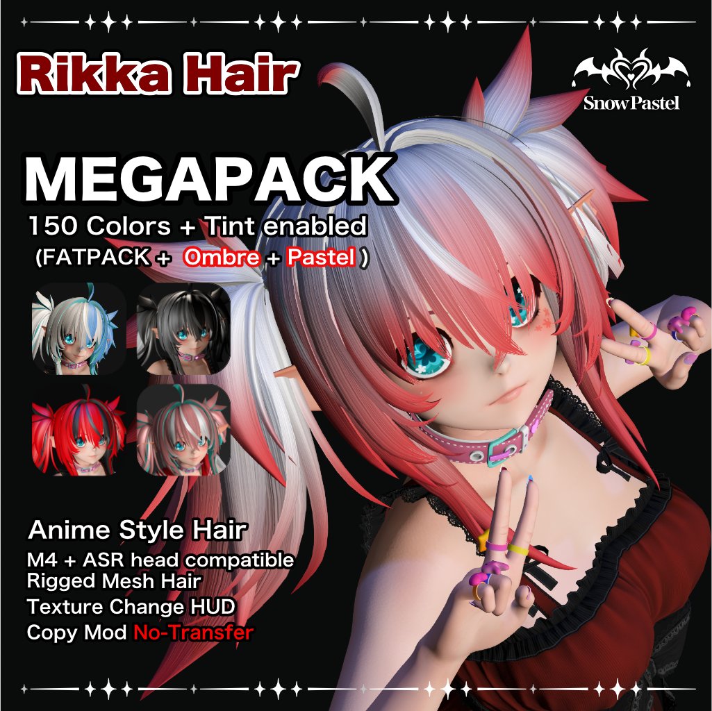 SnowPastel_jp's tweet photo. SnowPastel「Rikka Hair 」がKawaii Secrets第37回に登場！

花びらのように重なるようなグラデーションが映えるツインテールです。

Basic・Dark・Light 各30色 L$250
FATPACK 90色 L$500
MEGAPACK 150色 L$800
M4・ASR対応／DEMOあり

9/6 4:00（日本時間）から
https://t.co/t3PizUMfQo https://t.co/dOKUluIm6e