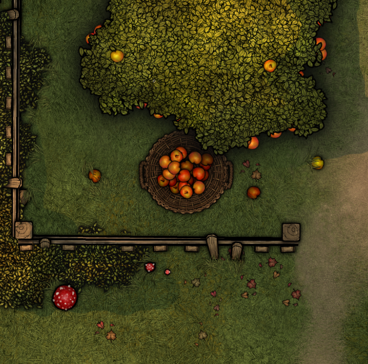 Itsjustwitch's tweet photo. You can practically smell the cinnamon-apple wafting from this map.
Should be coming Monday! Made with my assets, many of which are also going in this month's pack!
#ttrpg #ttrpgmaps #ttrpgbattlemaps #battlemaps #appleorchardmap #appleorchard #fantasymaps #fantasymap https://t.co/SbVyjnBmBb