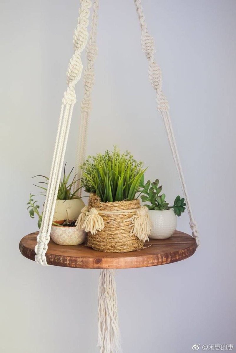 EmreKocyyy8's tweet photo. Just finished my first DIY macramé plant hanger!  The warm cotton cord + tiny wooden beads make my pothos look like it’s floating. So obsessed with this cozy weekend project!， https://t.co/el4pWNirDH