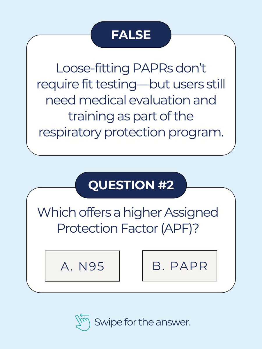 TheNETEC's tweet photo. How’s your respiratory protection IQ? 😷

This #N95Day, test your knowledge of N95s, PAPRs, protection factors &amp; filtration.

📅 Plus, a NETEC respiratory protection webinar is coming later this month. Follow us for details!

https://t.co/Udjqqt8j0i

#RespiratoryProtection #NETEC https://t.co/FS4Y4o2liG