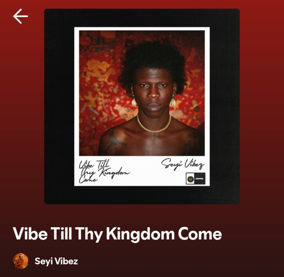 _Abdvl1's tweet photo. I don’t know what Seyi Vibez put inside this album, but the way I’ve been playing this album lately is getting out of hand 😂

The production, the vibes, the replay value… everything just connects.

The more I listen, the more I understand why this guy is different. The replay value is actually crazy🔥

Baba is seriously too good.