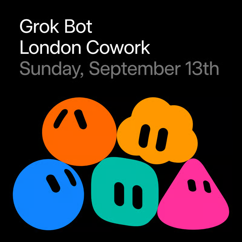 frankterpo's tweet photo. Oof oof guys - come cook w/ my @bot and @oscarfalll at @coloopai HQ 🤌

1st @grok @bot London Cowork. Sunday 13th September.

Stack: Origin, @cursor_ai, and @grok @bot cookies.

What else needed b4 @SpaceXAI #london #compile? 

🔗 https://t.co/PpWsprY4BP

LFG 🤌 https://t.co/ogGX3pYAtr