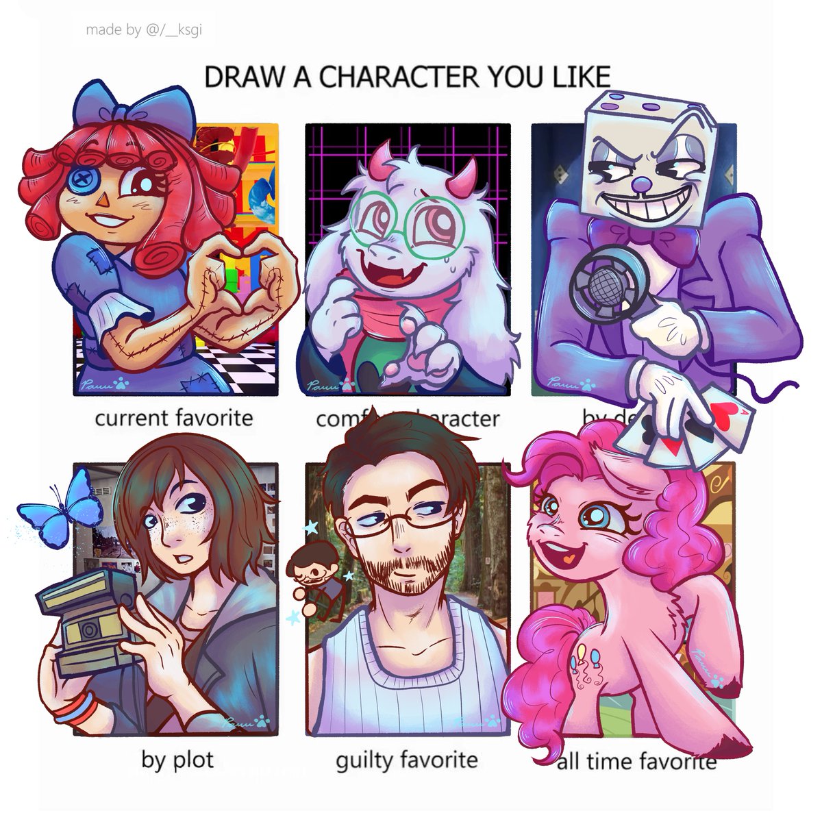 PauuPrintss's tweet photo. Draw a character you like! Template by @/_ksgi
#TADC #Deltarune #Cuphead #LifeIsStrange #bbnos #babynomoney #MyLittlePony https://t.co/oC6TteFyBW