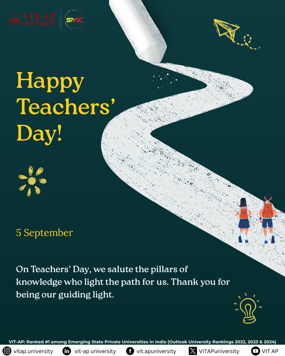 VITAPuniversity's tweet photo. Celebrating our guiding lights at VIT-AP! Thank you, educators, for shaping minds &amp; inspiring futures. Happy Teachers' Day! 🎓✨ #VITAP #TeachersDay https://t.co/IamBmG7lF8