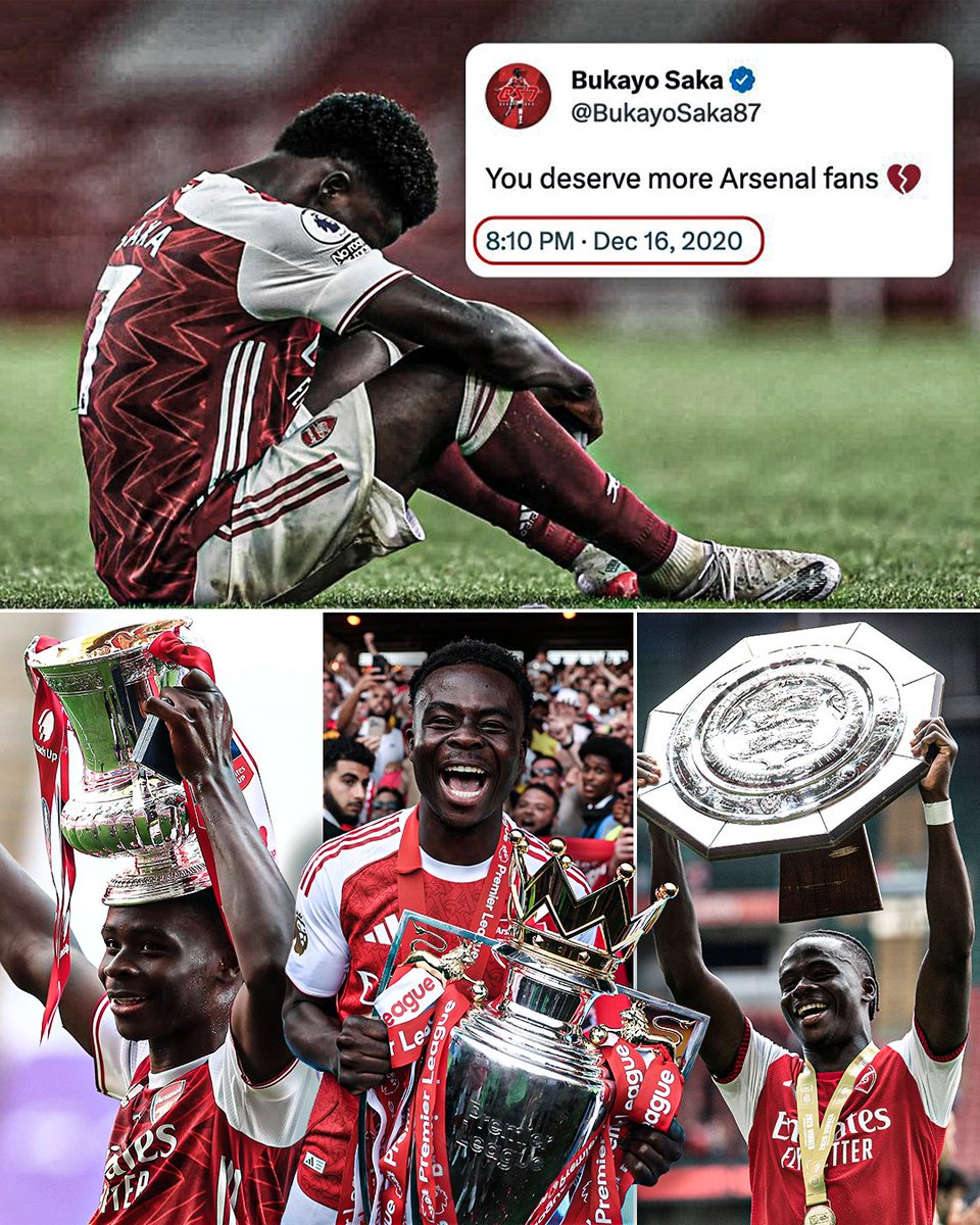 ESPNUK's tweet photo. Bukayo Saka since this post 🥹 https://t.co/c0AS2tu1BN