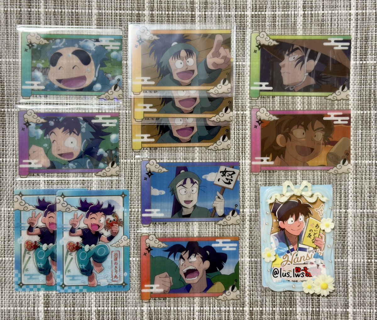 lus_lws's tweet photo. 忍たま乱太郎　キデイランド　はじける笑顔！全力水遊び大作戦の段　ピクチャーム　クリアカード

【譲】立花、潮江、七松、食満、善法寺、しんべヱ、きり丸

【求】土井
縦・場面写のみ譲渡可：定価＋送料

譲渡：場面写（しんべヱ（ホロ）→きり丸→六年生）を同数お迎えください。
UFJ銀行対応。 https://t.co/lSNjKxbFYO