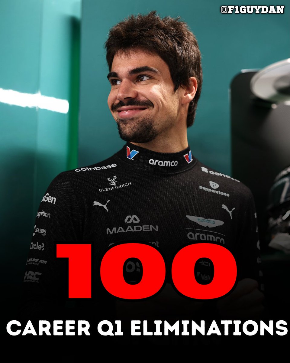 F1GuyDan's tweet photo. 🚨 LANCE STROLL MAKES HISTORY BY BECOMING THE FIRST F1 DRIVER EVER WITH 100 Q1 ELIMINATIONS https://t.co/YG7RamO407