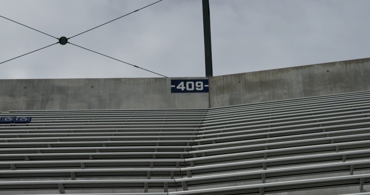 WillHorstman_'s tweet photo. Looks like Penn State makes a small reference to Joe Paterno’s 409 wins at the top of the new west side of Beaver Stadium.

Section 409 is the only section marker in blue at the top of this side. The rest are in white https://t.co/CE43pyg5sV