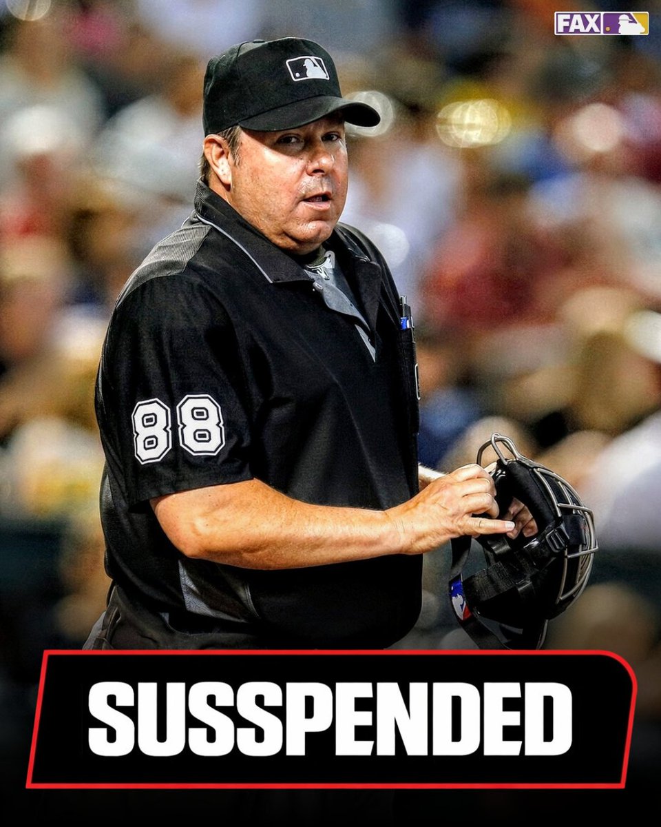 MLBONFAX's tweet photo. 🚨 BREAKING: MLB has suspended umpire Doug Eddings for the remainder of the 2026 season, including the entire postseason, following his controversial performance during Friday night’s Cardinals-Rockies game, per @HollyBaylorMLB. 

Eddings’ night included ordering Cardinals rookie Hancel Rincón to straighten his crooked hat during his MLB debut, issuing St. Louis a pitch-clock violation during the ensuing argument, ejecting manager Oliver Marmol and later making a heavily criticized safe call at home plate that temporarily gave Colorado a 6-4 lead.

MLB officials reportedly reviewed the sequence overnight and determined Eddings’ conduct did not meet league standards.

Eddings will be eligible to return in 2027.

Was the suspension justified?