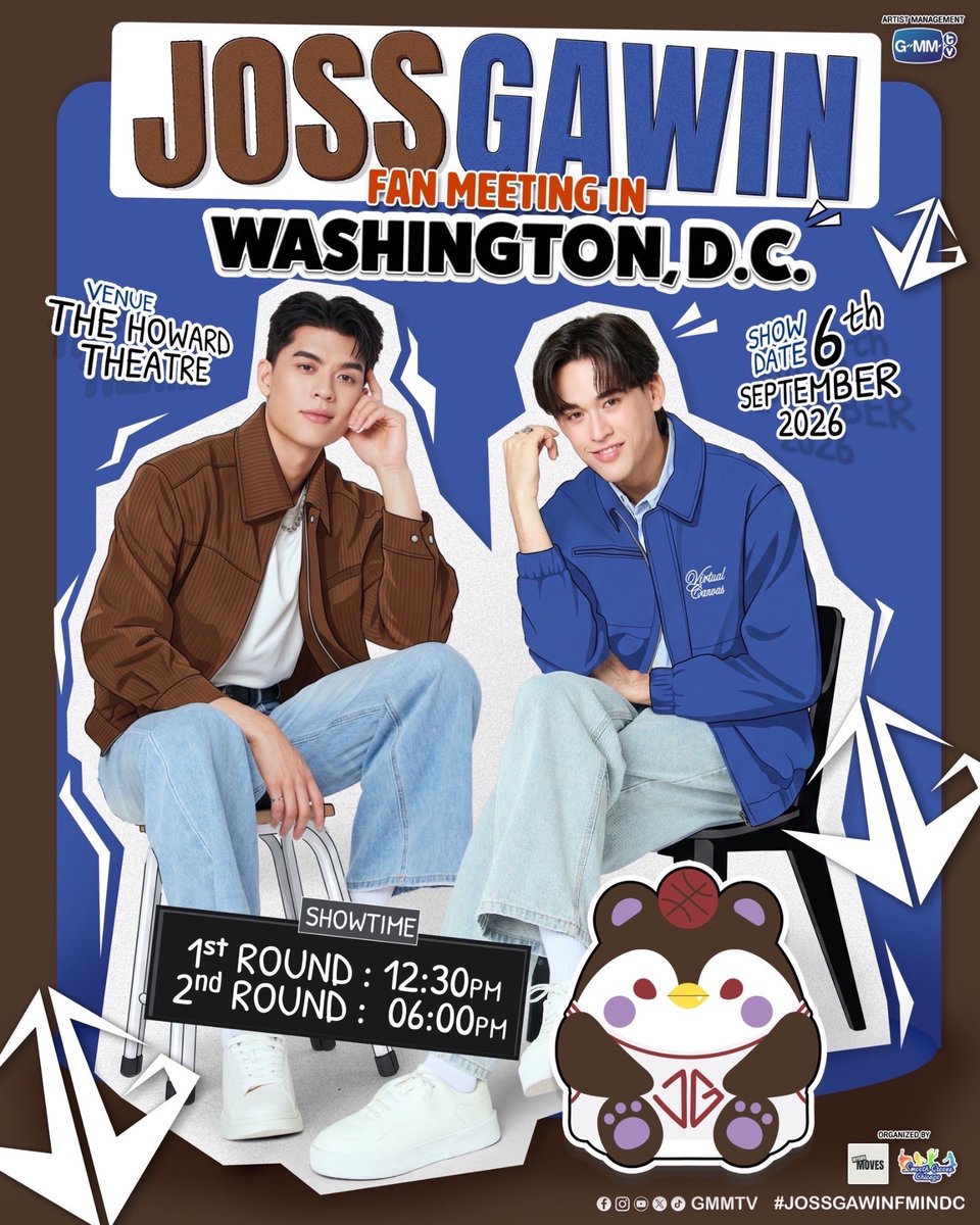 JossWayarofc's tweet photo. 🧛JOSS WAY-AR SCHEDULE 🧛

🇺🇸Joss-Gawin Fan Meeting in Washington, D.C. 🇺🇸

🗓 6 SEP 2026
📍 The Howard Theatre

1️⃣st ROUND (AM)
⏰ 12:30PM D.C. Time (6 SEP 23:30น. 🇹🇭)

🔥Start trending at 10:30AM 🇺🇸 (6 SEP 21:30น. 🇹🇭)🔥
🔑 JOSSGAWIN IN DC R1
#️⃣ JossGawinFMinDC

———

2️⃣nd ROUND (PM)
⏰ 6:00PM D.C. Time (7 SEP 5:00น. 🇹🇭)

🔥Start trending at 4:45PM 🇺🇸 (7 SEP 3:45น. 🇹🇭)🔥
🔑 JOSSGAWIN IN DC R2
#️⃣ JossGawinFMinDC

#JossSchedule
#JossWayar @Josswayar