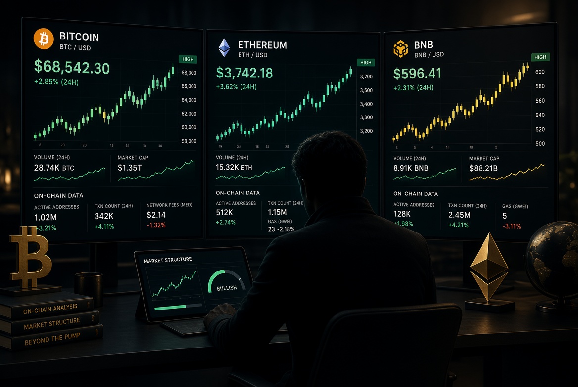 Bullion_1st's tweet photo. The crypto market feels a little different lately.

BTC, ETH, BNB and others have been showing positive movement, and it’s definitely caught my attention.

For now, I’m more interested in understanding what’s driving the move than chasing it.

What are you noticing?

DYOR. Educational only.

#Binance #BinanceAcademy #LearnWithBinance