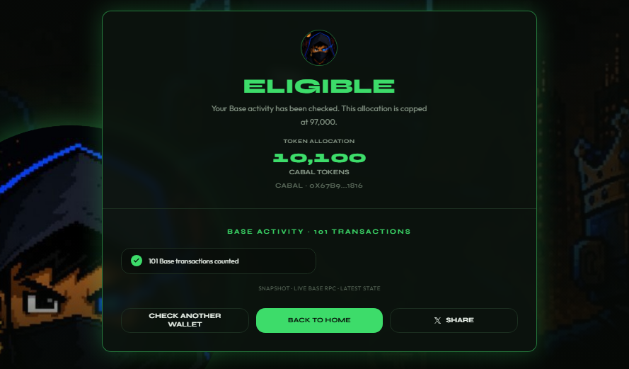 widiland2050's tweet photo. @Basecable Just checked my wallet
and I’m included in the $CABAL airdrop too!
EVM: 0x67B925437E84Fd03014c6a572e5885BAe70c1816 https://t.co/Uv3KeSQWQY