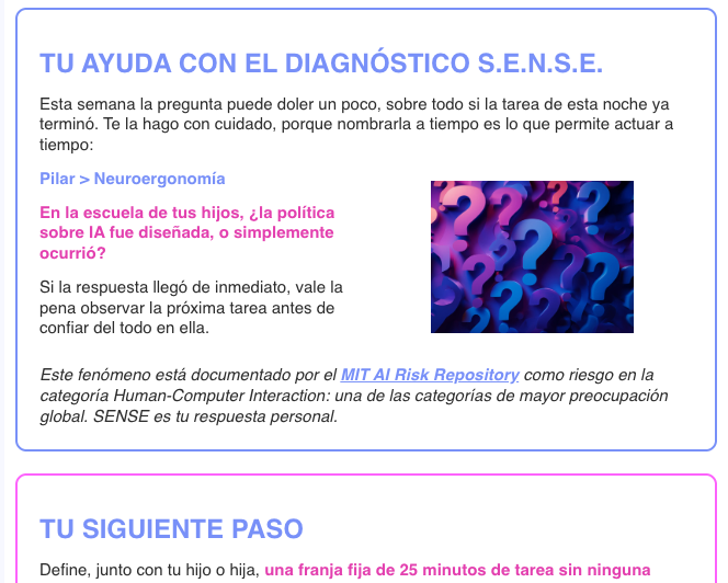 BKarine's tweet photo. IAConSentido de hoy: la fatiga que se acumula cuando la tarea escolar la resuelve una IA antes que tu hijo. Léelo aquí: https://t.co/EBeZSoZJSl https://t.co/G9XVMl5BJ0