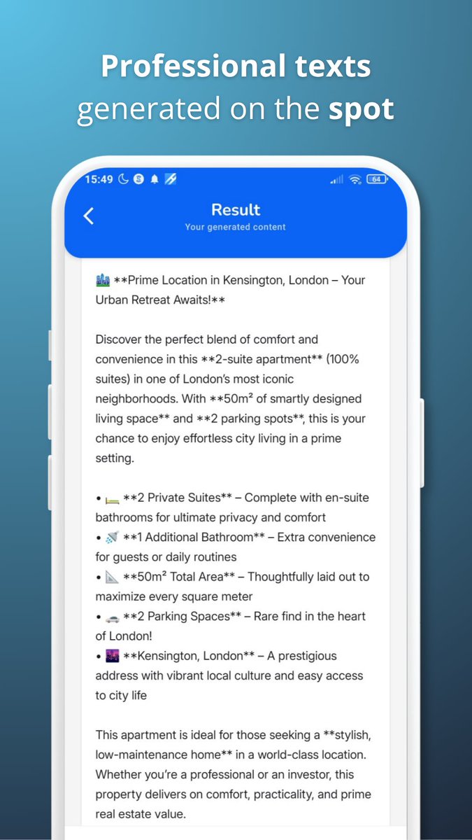 Ewerton_lp's tweet photo. Seems simple, but every real estate agent wastes hours doing the same thing: writing captions for posts.

To me, that's a manual loop. And manual loops get automated.

So I built my first Android app to fix it.

• The agent opens the app.
• Types in the property details.
• The AI (DeepSeek API) generates caption in seconds.
• They share it directly to WhatsApp or Instagram with 1 click.
Built with Kotlin and Supabase. It was my learning lab, and it's already running on the Play Store.
💡 I'm not an expert in selling. I'm an expert in building. That's why if you test it and find a bug, just tell me. I want to polish it before I move to iOS.
Link for download is in the first reply.

If you're a realtor or know one, tag them here. I want to hear from the people who'd actually use this daily.