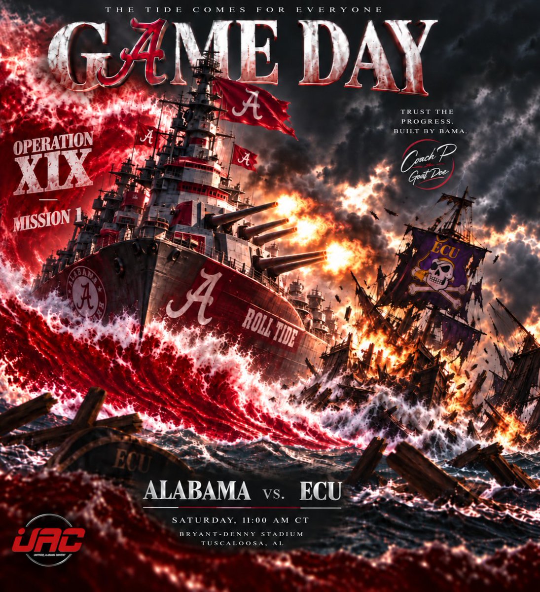 TheUACoaches's tweet photo. Happy GAME DAY from The UA Coaches! We are excited and ready to see what 2026 looks like in real time. Operation XIX is in full effect! S/o Coach Debo &amp; The Squad! Like and Share, follow us for the best gfx. #Rolleth https://t.co/AOqEWcBRkS