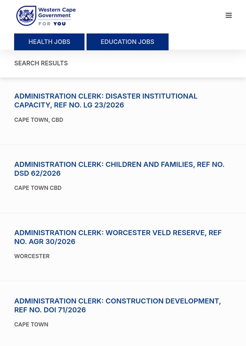 CarolBoitumelo1's tweet photo. 📌 Administration Clerks  x9

Western Cape Government

Salary: R237,453- R279,708 per annum (Salary Level 5)

Requirements:
Senior Certificate (Grade 12 or equivalent qualification).

Closing Date: 28 September 2026

See full details: https://t.co/Qj7ApDyFQB https://t.co/vwLnR9vFiz