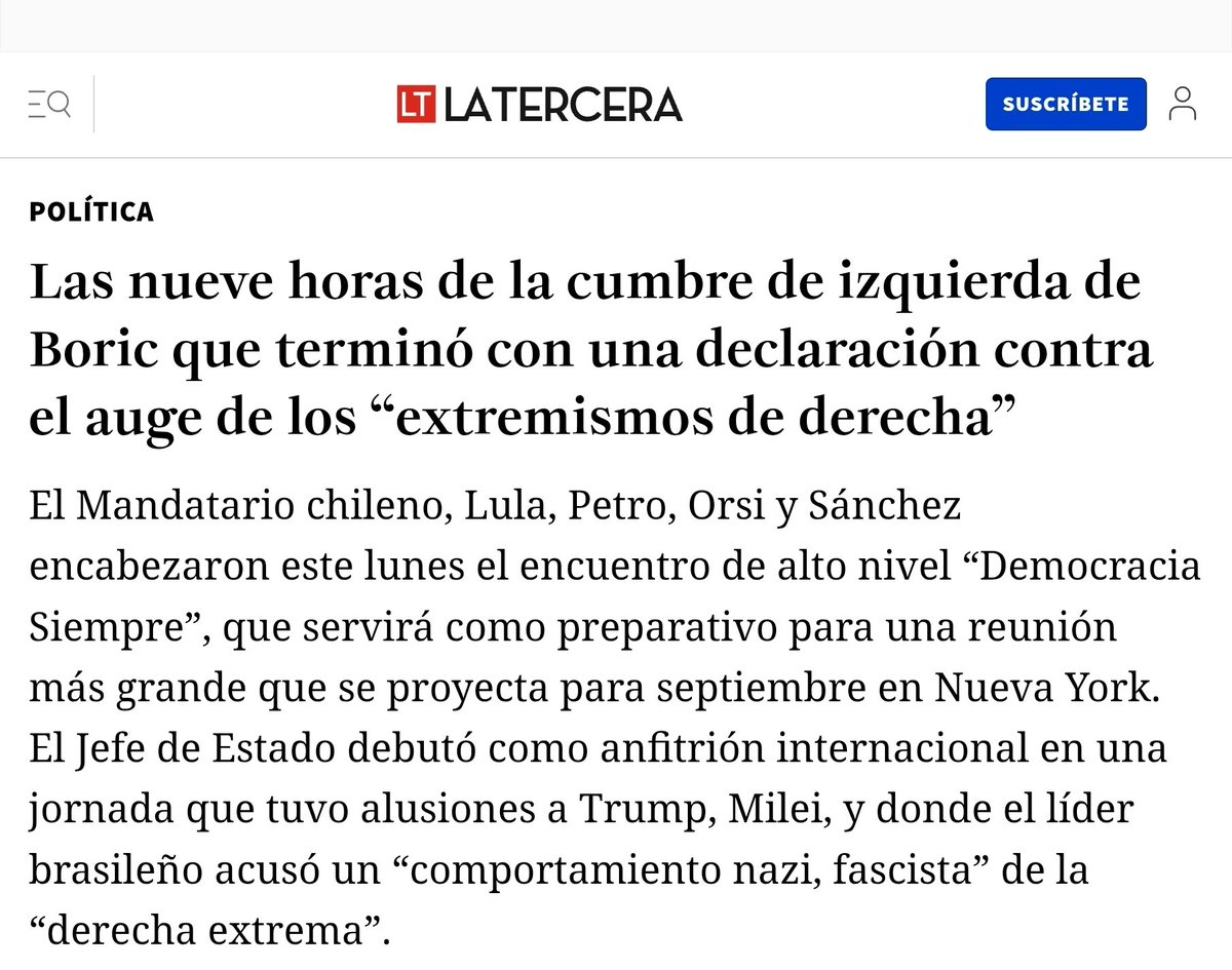 luisramirez_cl's tweet photo. @latercera Como dijo @latercera ? Ultraderecha?. Supongo que cuando vinieron los impresentables de Lula y Sanchez a Santiago dijeron ultra izquierda... o no? Vamos a los factos. https://t.co/7mSgSBRnDq