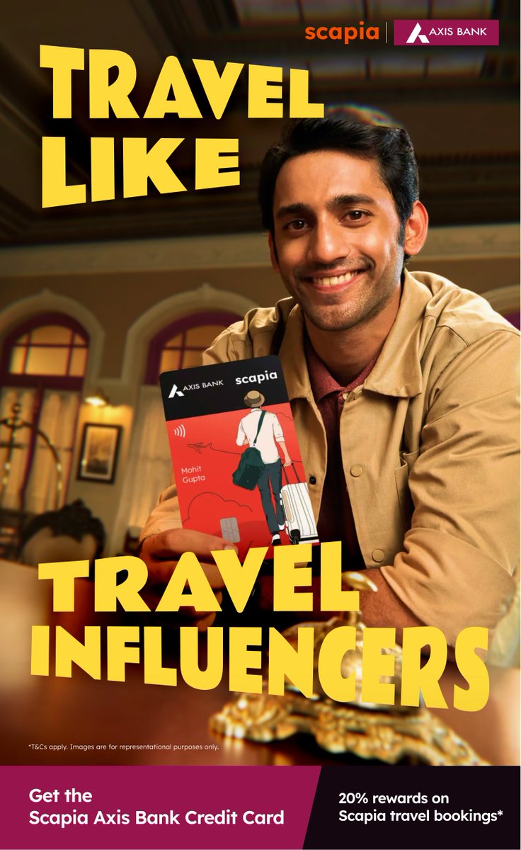 SumantaTF's tweet photo. Scapia just got a BIG upgrade. 👀

Want to travel like a pro, without spending like one? ✈️

The Scapia Co-branded Credit Card is now partnered with Axis Bank - India’s 3rd-largest private bank.

And for a Lifetime Free card, the benefits are seriously impressive:

🌍 0% forex markup across 180+ countries
✈️ 20% rewards on stays, flights, buses, trains & experiences
🛋️ Unlimited domestic lounge access across 30+ airports
💳 10% rewards on every domestic transaction
💰 3-month No-Cost EMI on travel & store bookings
💳 5% rewards on RuPay spends ₹500+ + extra 5% 
🔄 Mastercard + RuPay on the same credit line

That’s basically Scapia Axis Bank credit card = travel smarter, earn more, and travel like a pro.

And if you had applied for Scapia earlier and weren't approved, this is a good time to take another look. 👀

Travel hackers, this one deserves your attention. 🔥

Apply Now: https://t.co/rxHchaXKZS