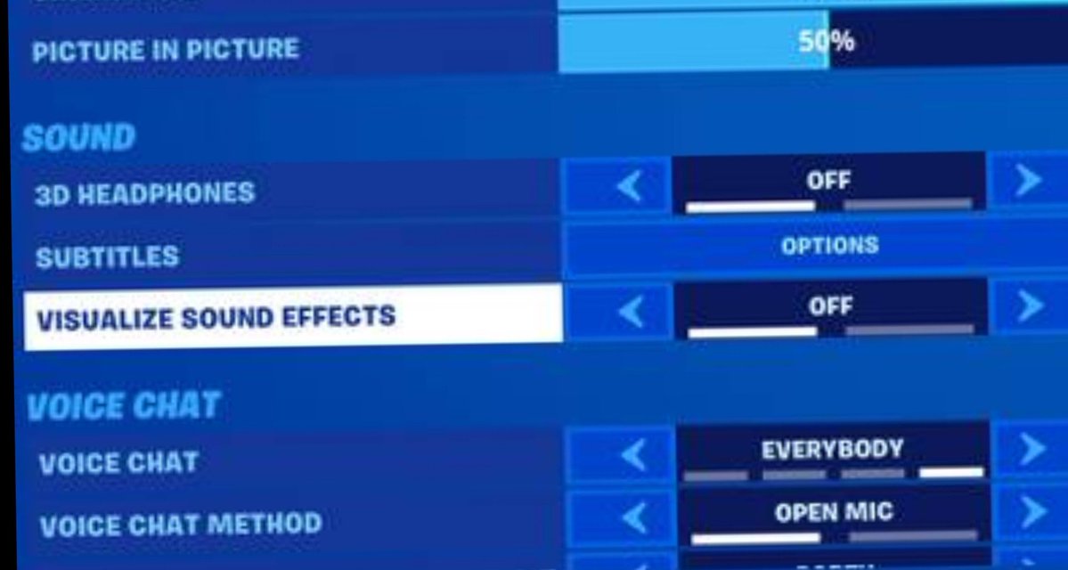 Arkselta's tweet photo. Un-Nerf Visual sound Effects. 

It is a disability feature. It is very troubling to play the game without it. @fortnite  @EpicTofuChris 

Playing the game rn is difficult, this is the worst change the game has ever made. https://t.co/8DxzZRxcCF