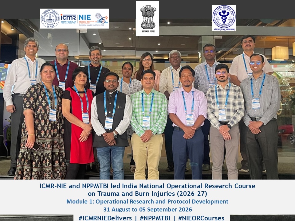 icmr_nie's tweet photo. @icmr_nie & #NPPMTBI led India National Operational Research Course on Trauma and Burn Injuries (2026-27)

This is one of the many modular, output-based, one-year certificate #NIEORCourses that we initiated. 

We begin module 1 this week in Chennai, where 7 mentees will develop 7 mentored operational research protocols around trauma and burn injuries

#ICMRNIEDelivers

@HShewade @tarunb20 @pmanickam @ICMRDELHI