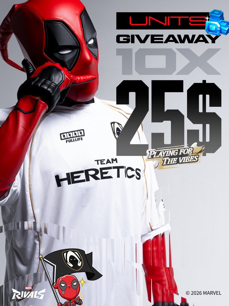 HereticsMRivals's tweet photo. GET YOUR HERETICS BUNDLE FOR FREE 🗣️🗣️

To celebrate Stage 2 is starting soon we are giving away 10x 25$ units codes 👀

To participate:
🔁 LIKE & RT 
✅ FOLLOW @HereticsMRivals 
✅ TAG YOUR BEST DUO 

Winners will be announced September 15th, GOOD LUCK 🍀