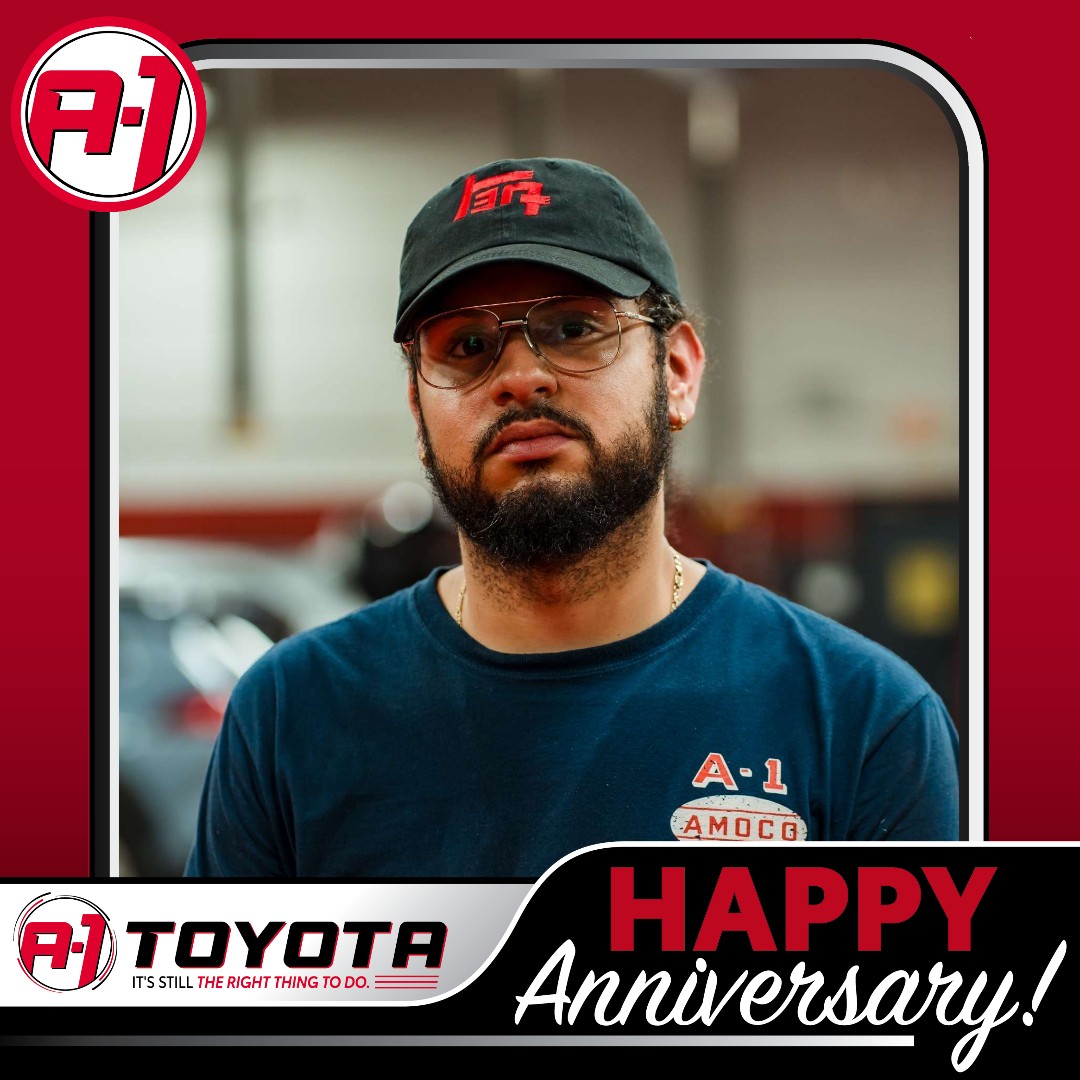 A1Toyota's tweet photo. Under the hood is where Tyler feels most at home, and he's spent the last five years proving it. 🔧 Congrats on five years with A-1 Toyota, Tyler! We're glad to have you keeping our customers' cars in top shape. https://t.co/r4DHRhU3Zy