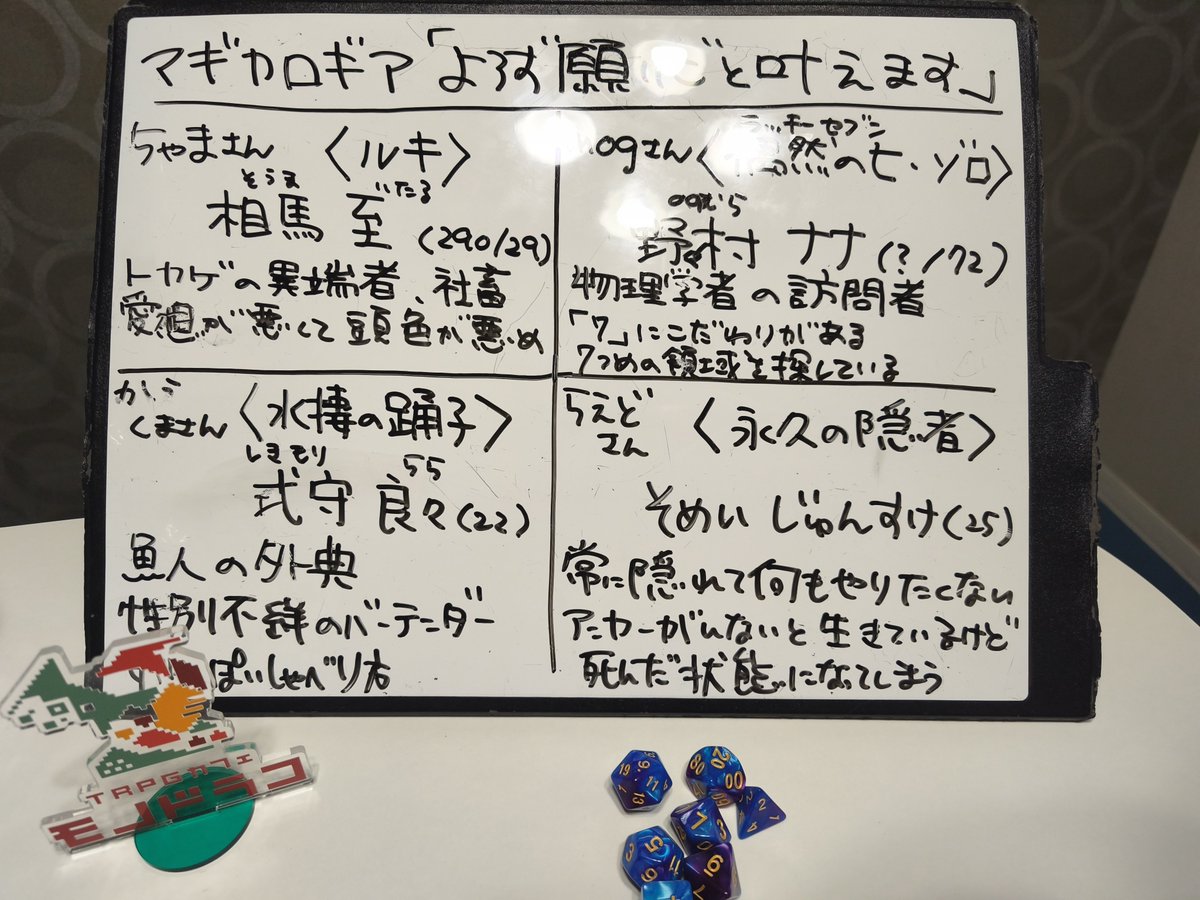 chamama_an's tweet photo. 初めてのオフTRPG卓！
初めてのマギカロギア！
初めてのマイダイス！
初めての麻辣湯！
丸一日ギリギリ終電まで遊べて楽しかった〜🙌
このメンバーはい��も面白くなるのでカメ助かる…
GMさんも素晴らしくて充実のオフTRPGでした！✨️

GM：あねもねさん
PL：mog、かえくま、らえど

#モノドラコ https://t.co/kniq9Dxame