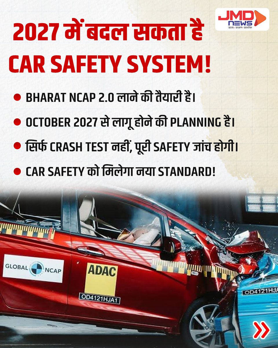 jmdnewsflash's tweet photo. Bharat NCAP 2.0 से Traffic Point System तक! 2027 में क्या-क्या बदलेगा?
#BharatNCAP #BharatNCAP2 #CarSafety #CarSafetyIndia #VehicleSafety #RoadSafety #RoadAccidents #DrivingPoints
1/5 https://t.co/H2BN4dJbv0