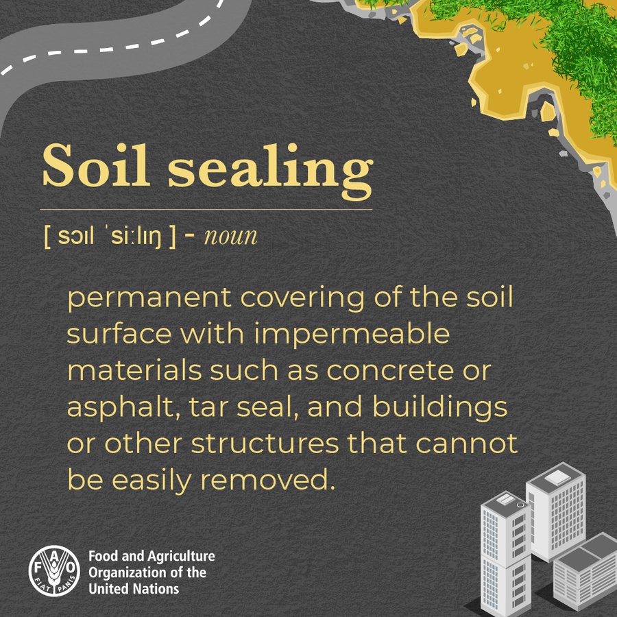 FAONewYork's tweet photo. Soil sealing heats cities and increases flood risks.
Healthy soils absorb water, reduce flooding and build resilience to climate extremes.
Protect soils. Build greener, more resilient cities.
#SoilHealth #GreenCities #ElNiño https://t.co/6RURX0zwWd