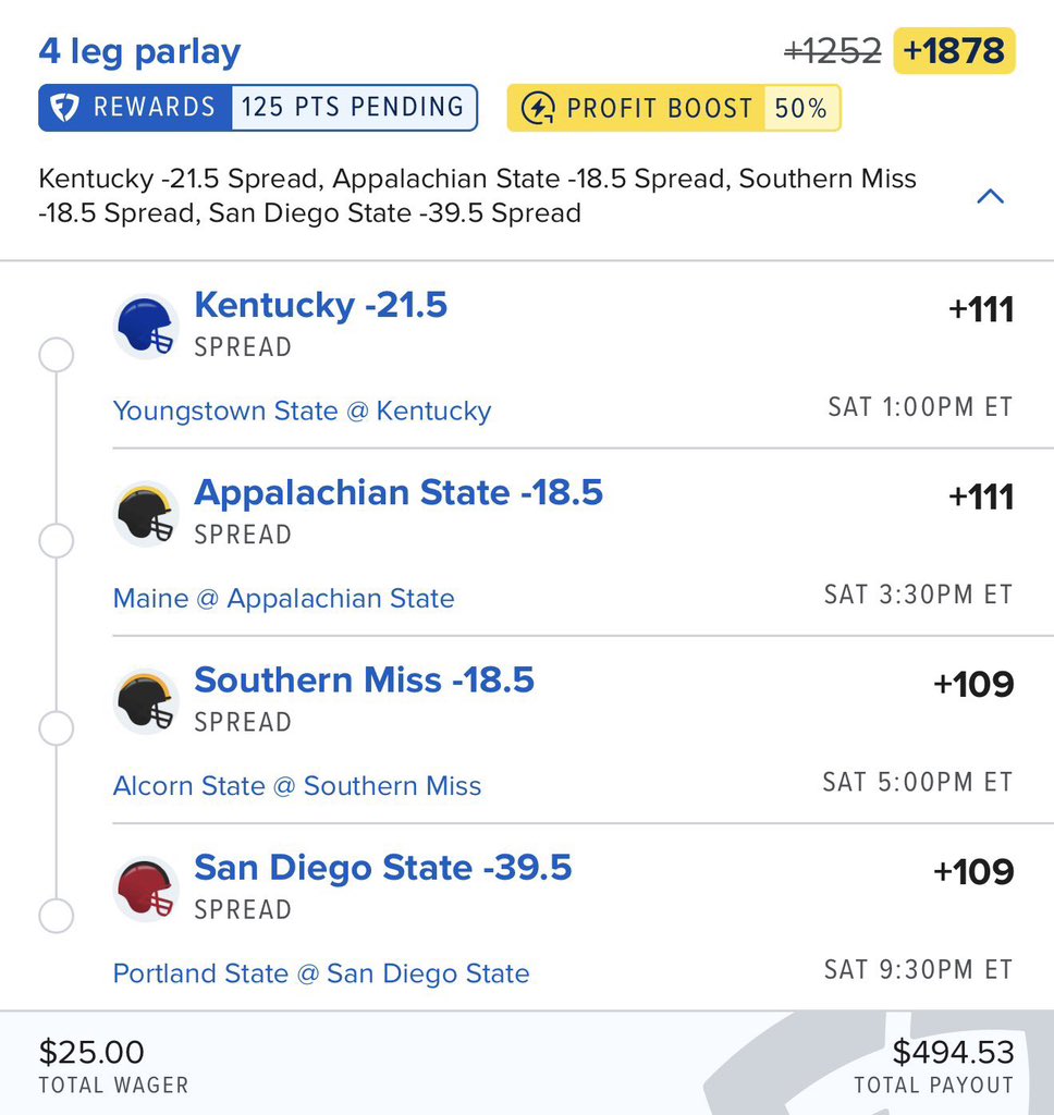 BetwithPerry's tweet photo. $25 → $500 🏈💰

Built straight from my CFB algorithm.
Let’s see what Saturday brings. 👀
#CFB #Gambling𝕏  | @Playbook https://t.co/KtnrbHLKuO
