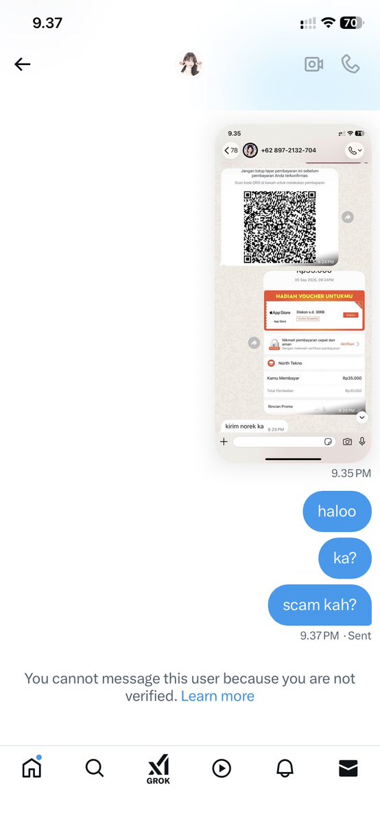 0xayv's tweet photo. hai guys hati hati scam apps premium cv uang dll yaawwww be ware kayanya dah ganti nomor si binatang ini. #zonauang #zonajajan 

08972132704

https://t.co/nxsQDpKsbv https://t.co/gibJVO0Ajs