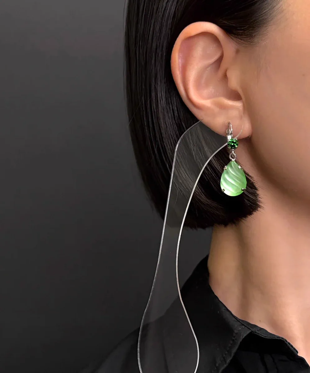 YAGA ヤガ ガラス ピアス グリーン 両耳用 YAGA ヤガ 玻璃 ピアス 緑で