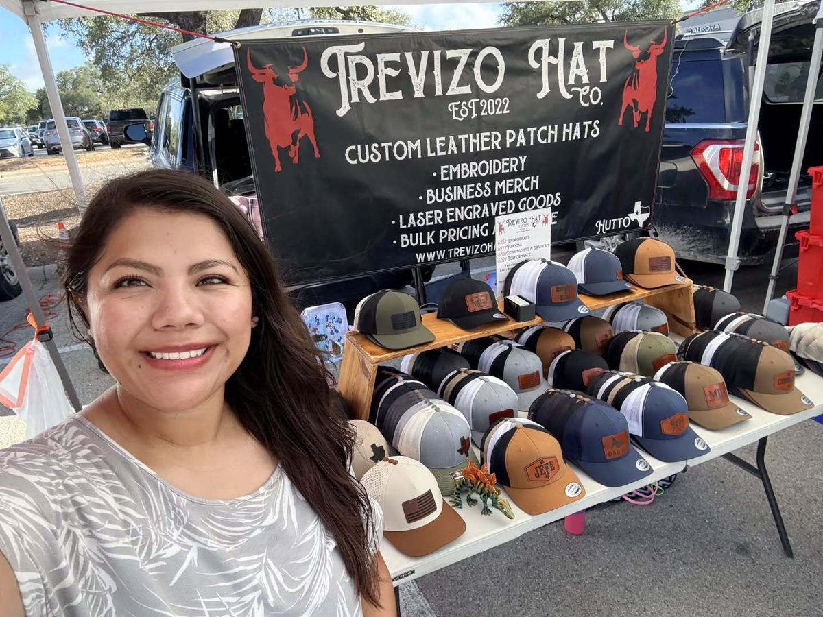 TrevizoHatCo's tweet photo. We’re set up in TWO locations today! 🤘

Karina and the kids are at the Wolf Ranch Farmers Market:

📍 1015 W. University Ave., Georgetown, TX
⏰ 8:30 AM–1:00 PM

I’m set up at Wimberley Market Days:

📍 Lions Field, 601 FM 2325, Wimberley, TX
⏰ 7:00 AM… https://t.co/qH4nsZRqZF https://t.co/Ig69aWRhVy