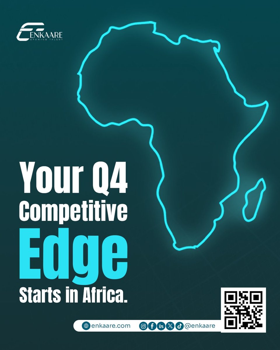 enkaare's tweet photo. Your Q4 competitive edge starts in Africa. 

Africa is home to a growing pool of highly skilled professionals ready to help businesses scale, innovate, and stay competitive.

With Enkaare, connect with top African talent across technology, finance, healthcare, and more without being limited by geography.

Build smarter. Scale faster. Stay ahead.

👉 Visit https://t.co/Kad8TKAjMs to discover your next great hire.

#Enkaare #AfricanTalent #GlobalTalent #RemoteHiring #FutureOfWork #TalentAcquisition #Q4Strategy #Hiring